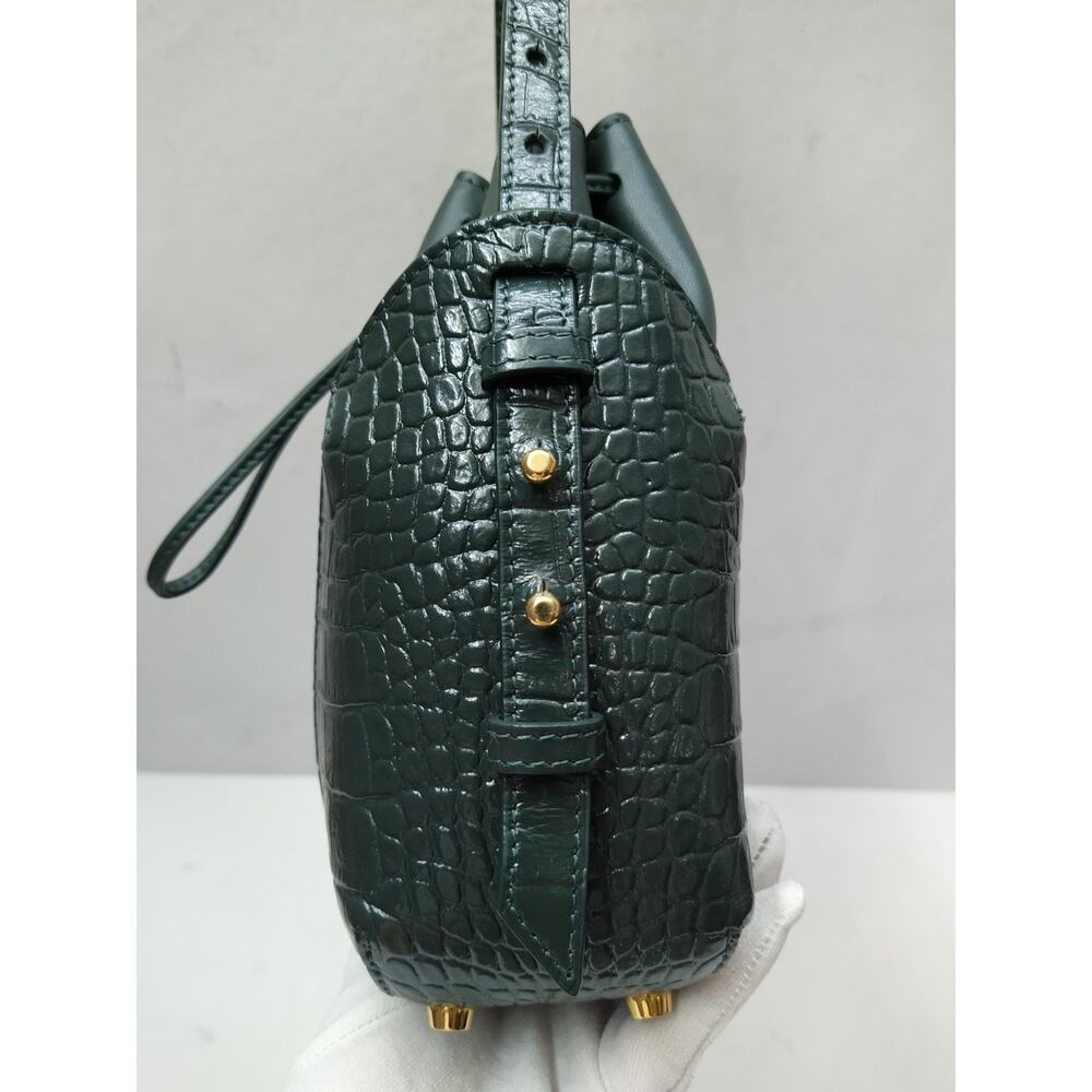 Senreve Fiore Green Leather Drawstring Bucket Crossbody Bag - Picture 6 of 16